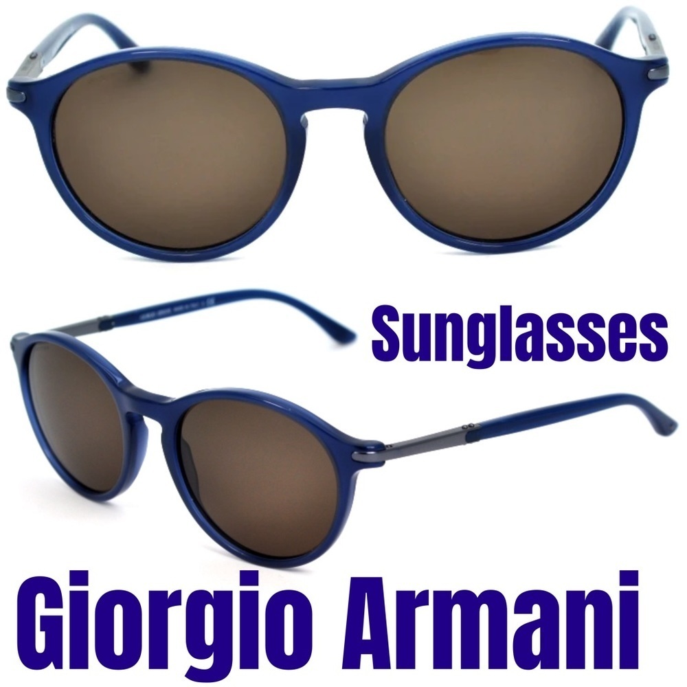 Giorgio Armani blue round sunglasses with metal trim men’s
